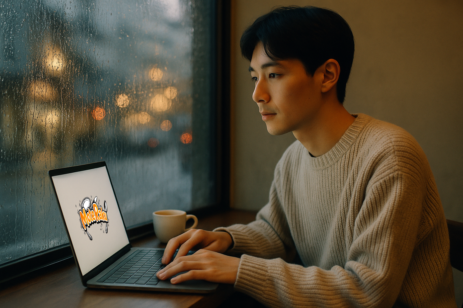 自宅でAIと一緒にポートフォリオサイトを作る男性